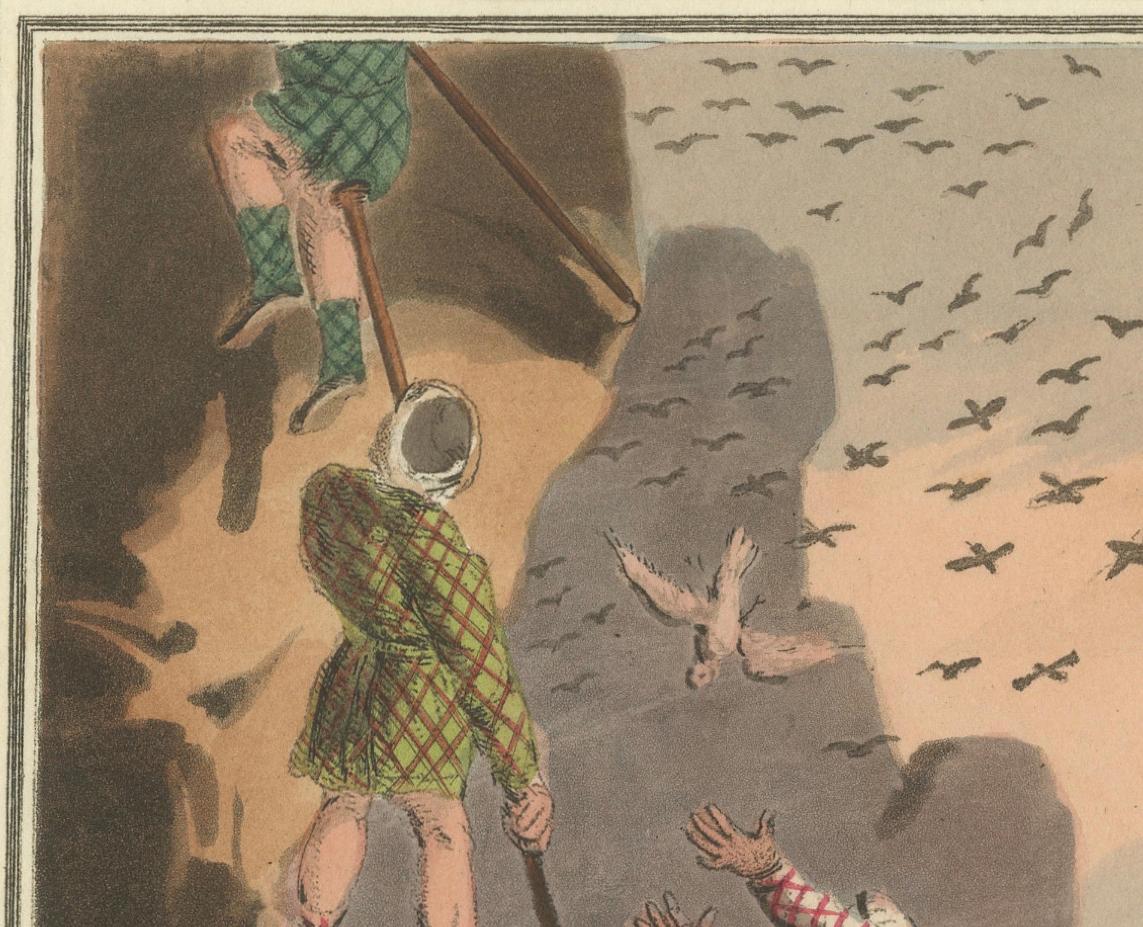Foreign Field Sports: Bird Catching Aquatinta von Dubourg & Howitt, 1813 (Frühes 19. Jahrhundert) im Angebot