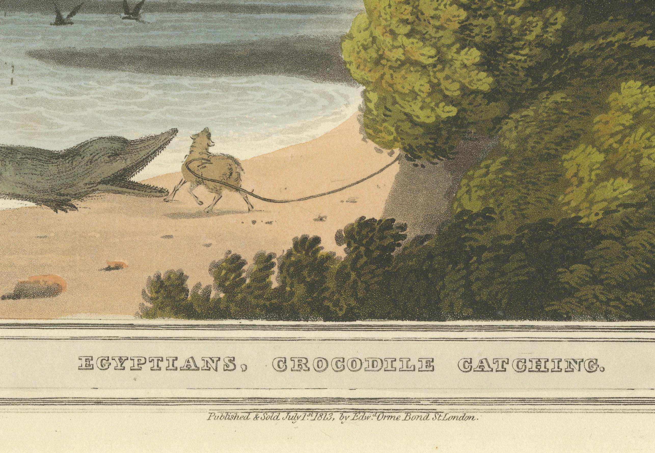 Foreign Field Sports: Egyptians, Crocodile Catching by Dubourg & Howitt, 1813 For Sale 1