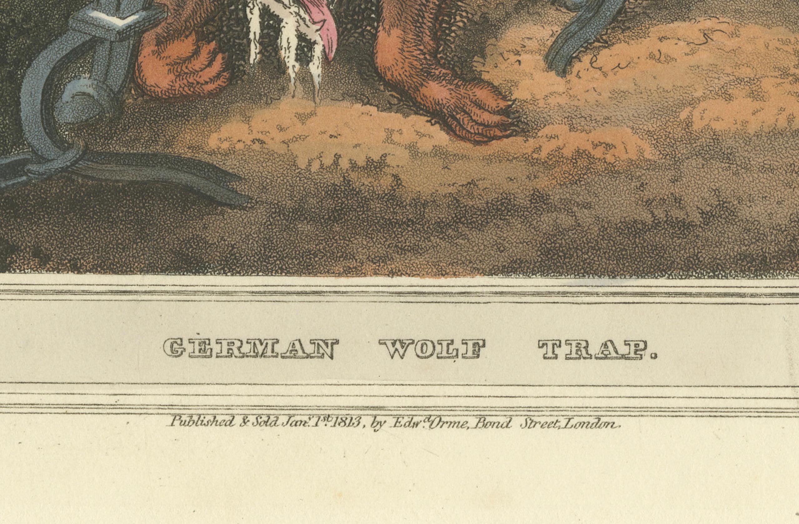 Papier Sports étrangers : aquatinte allemande du plateau de loup par Dubourg & Howitt, 1813 en vente