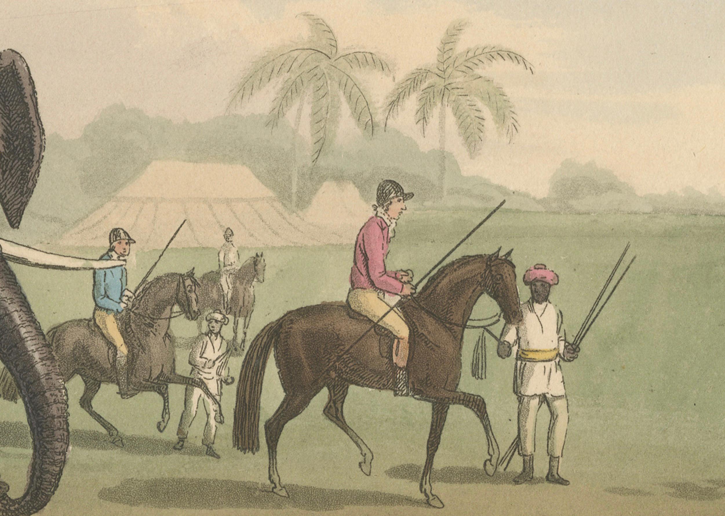Foreign Field Sports: Hog Hunting In India Aquatinta von Dubourg & Howitt, 1813 (Papier) im Angebot