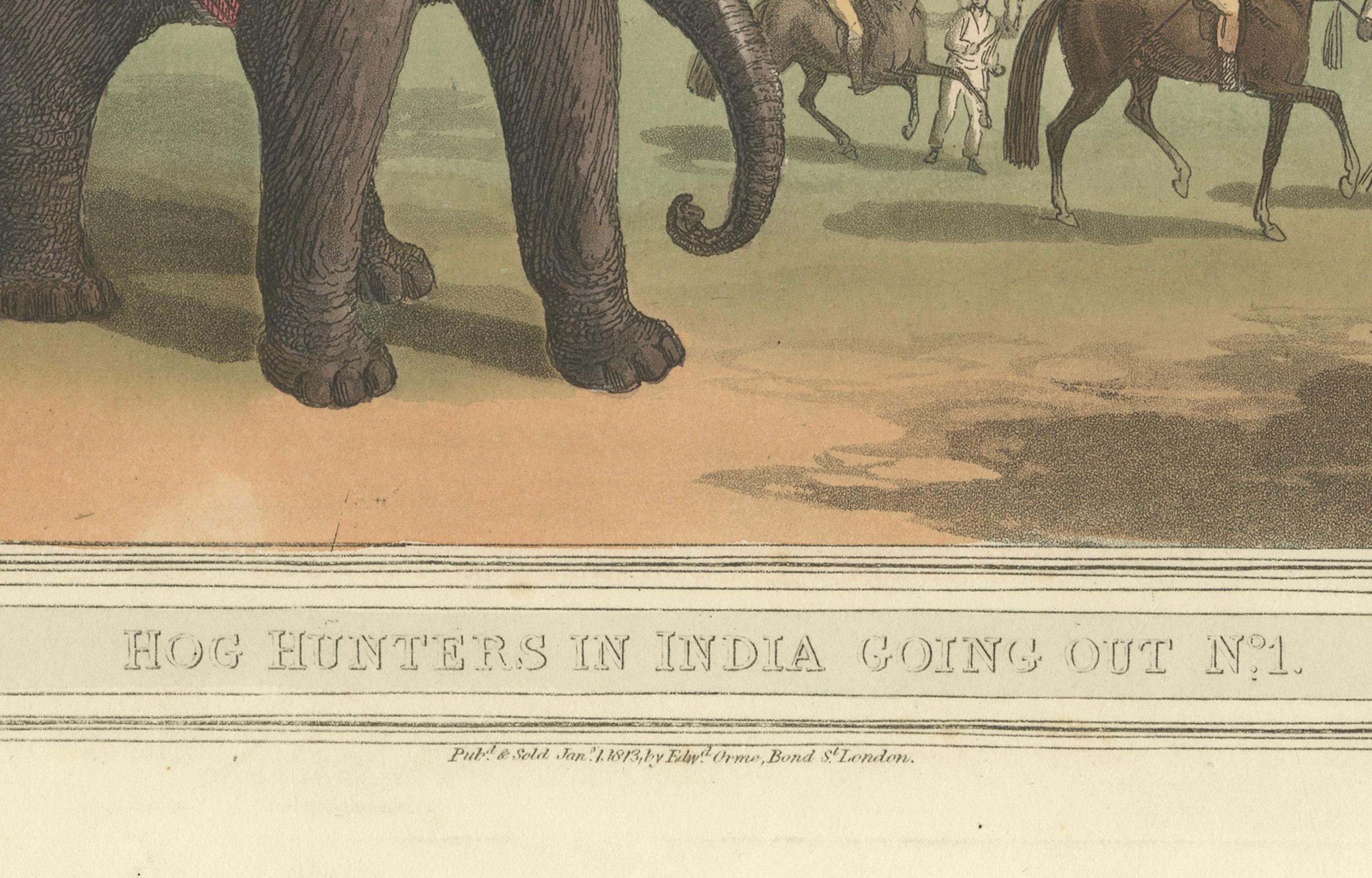 Foreign Field Sports: Hog Hunting In India Aquatinta von Dubourg & Howitt, 1813 im Angebot 2