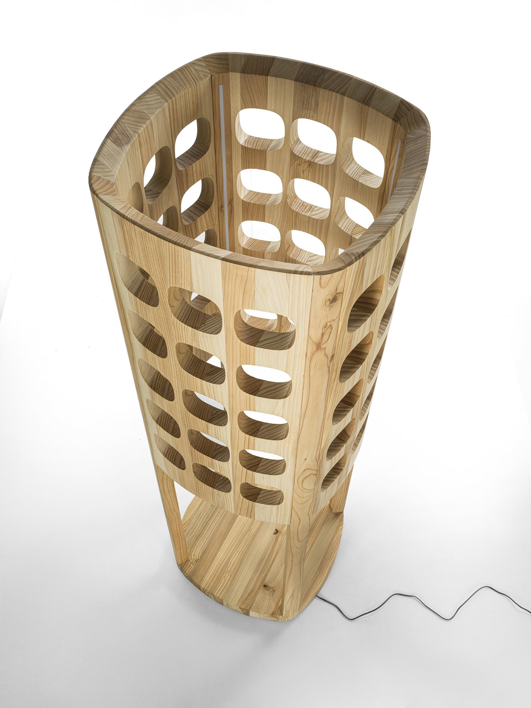 Italian Forella Solid Wood Floor Lamp, Designed by Michele de Lucchi, Made in Italy For Sale