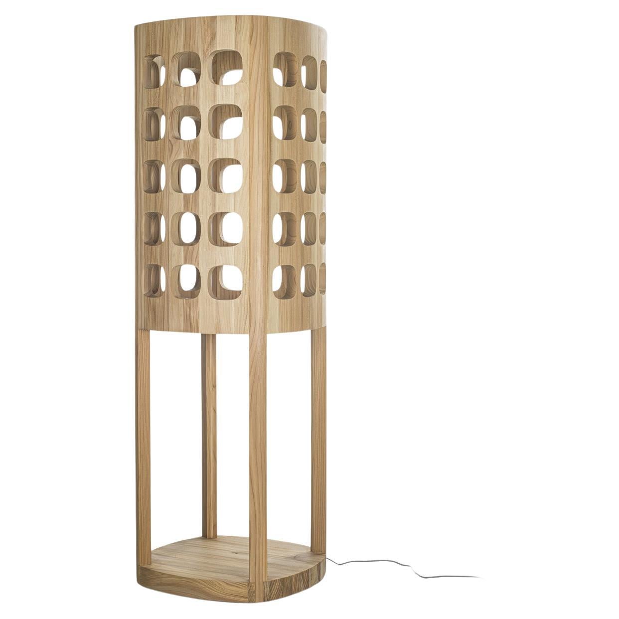 Forella Solid Wood Floor Lamp, Designed by Michele de Lucchi, Made in Italy For Sale