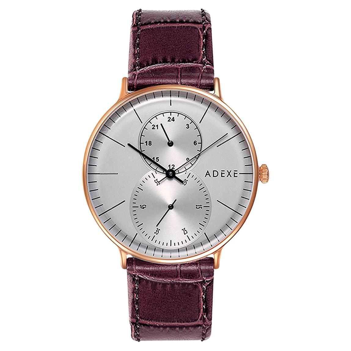 Foreseer - 41mm vintage grey & brown quartz watch gents