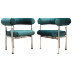 Foresom 
Lorenzen Green Velour Armchair Pipeline Vintage, 1980s