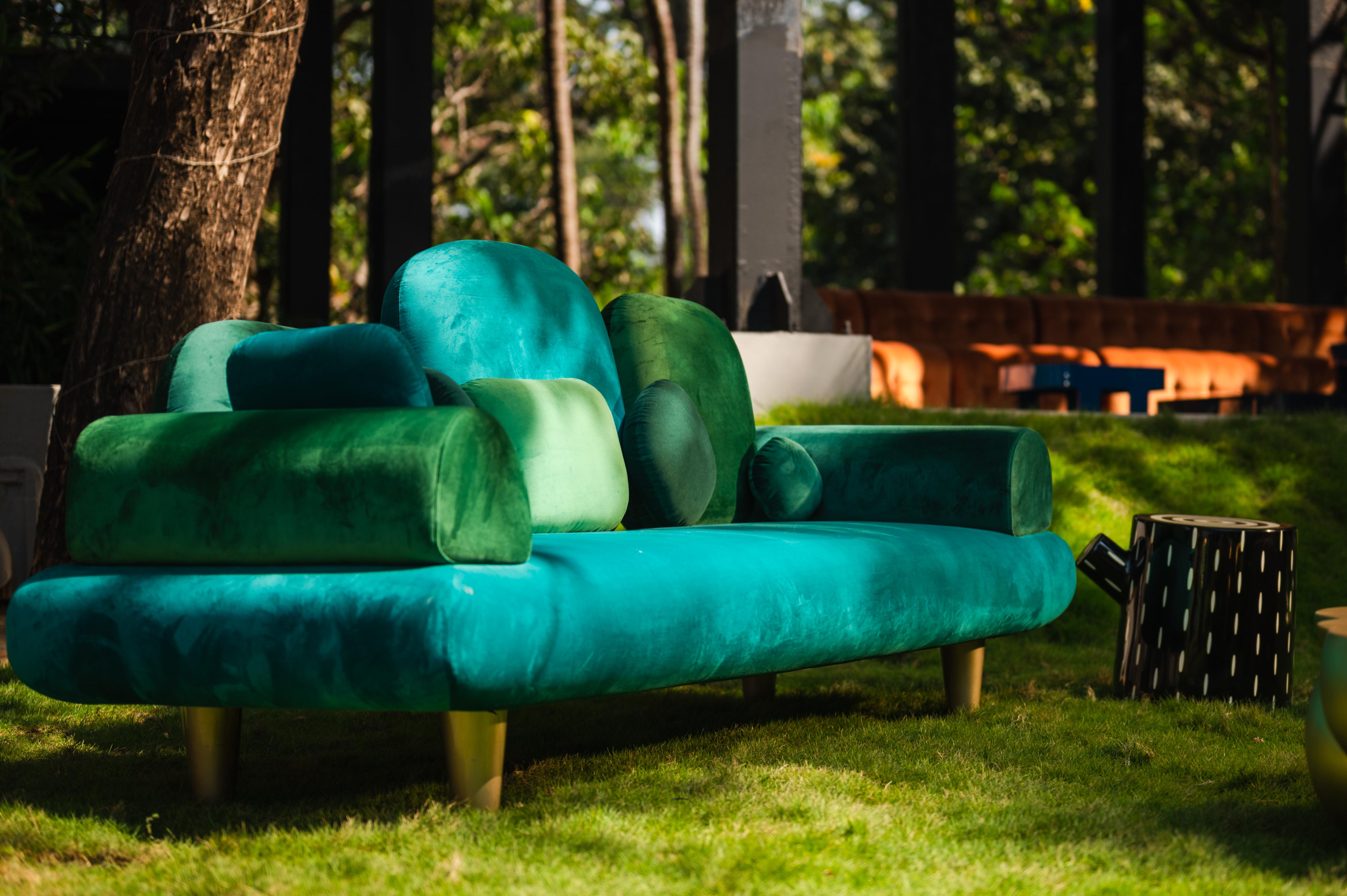 forest green sofa