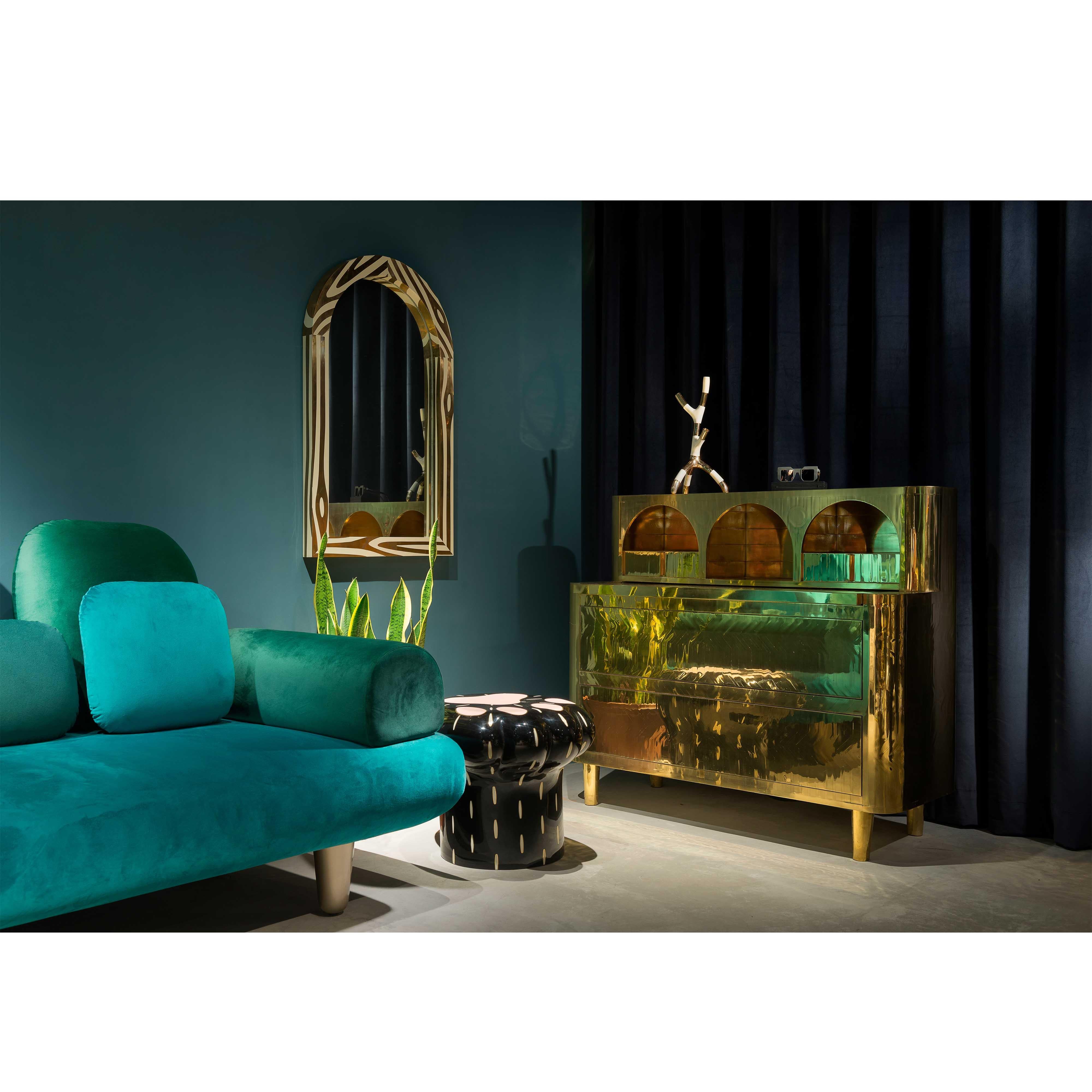 Forest 3-sitziges sofa mit grünem plüschsamt by Marcantonio (21. Jahrhundert und zeitgenössisch) im Angebot