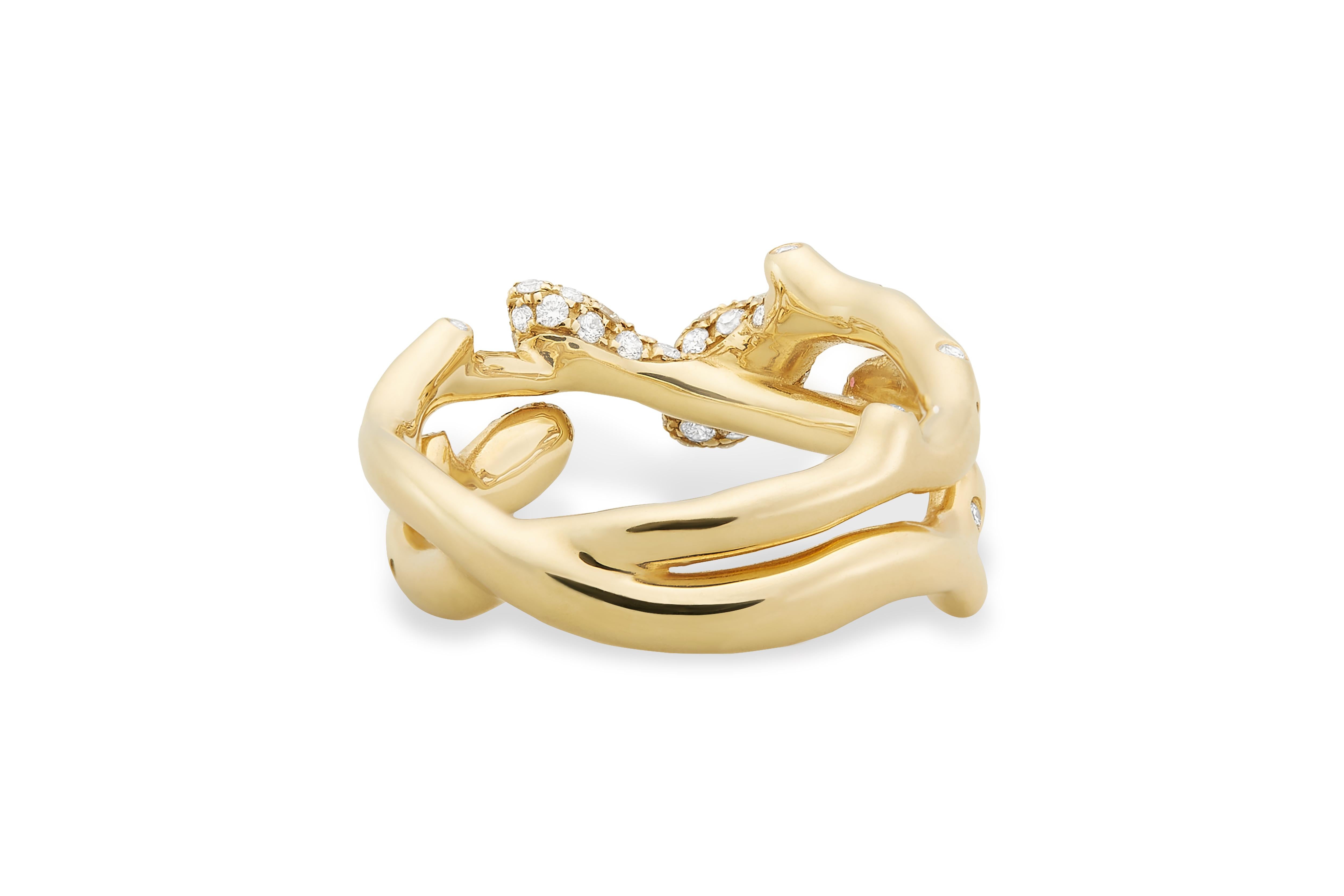 Im Angebot: FOREST ALT Fluss Bloom Ring – Gelbgold Diamant () 3