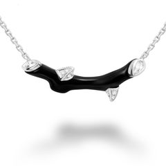 FOREST ALT Woody Black Pendant Necklace - White Gold Black Onyx Diamond