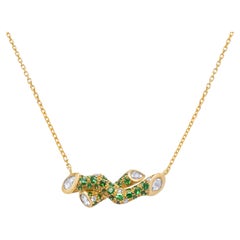 FOREST ALT Woody Double Pendant Necklace - Yellow Gold Tsavorite Diamond
