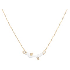 FOREST ALT Woody White Pendant Necklace - Yellow Gold White Onyx Diamond