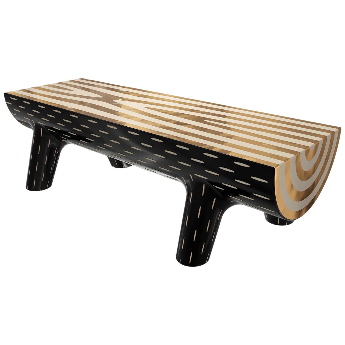 Forest Bench with Brass Inlay by Marcantonio For Sale