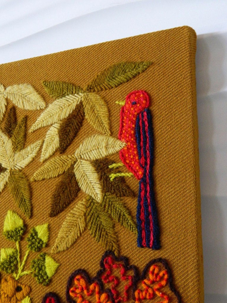 Forest Creatures Based on Crewel Needlework Kit by Erica Wilson at 1stDibs