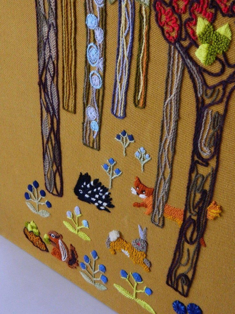 Forest Creatures Based on Crewel Needlework Kit by Erica Wilson at 1stdibs