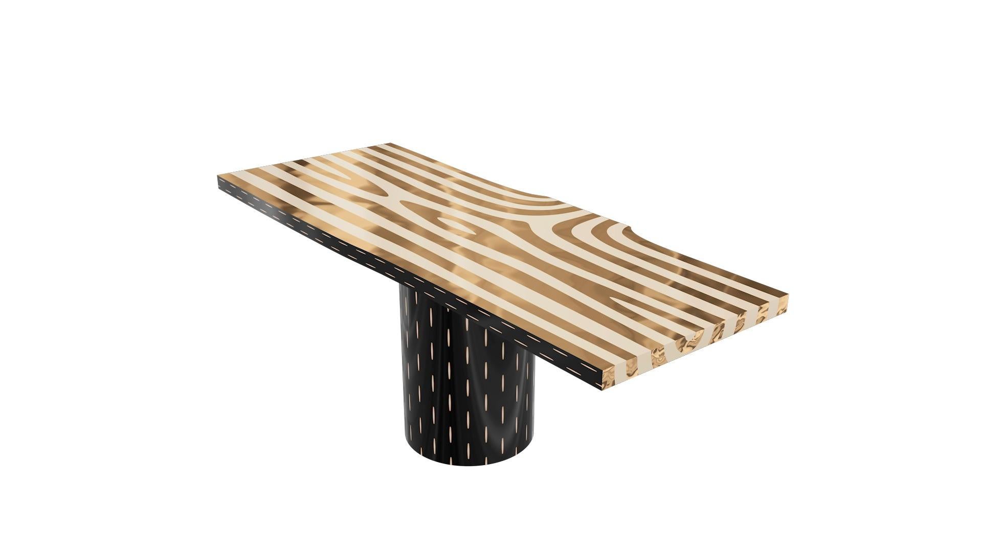 Moderne Table de salle à manger Forêt avec incrustation en laiton de Marcantonio en vente