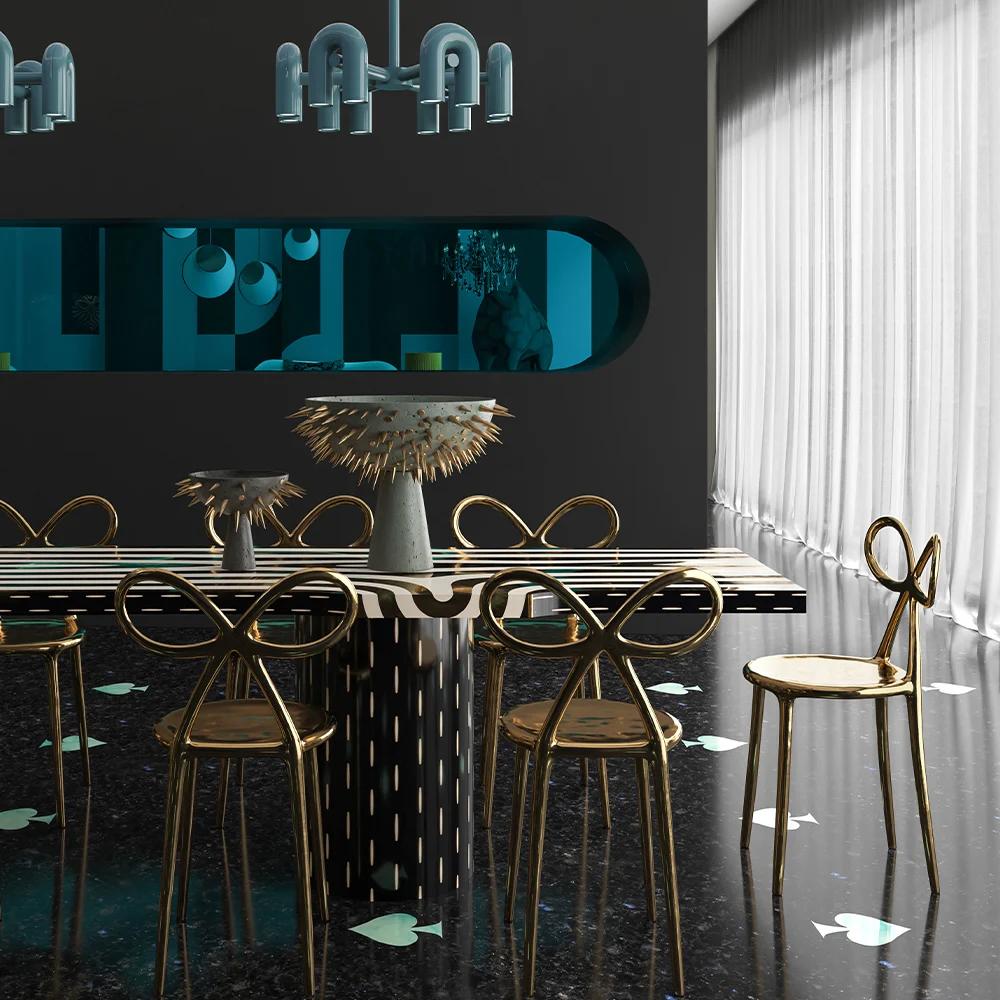XXIe siècle et contemporain Table de salle à manger Forêt avec incrustation en laiton de Marcantonio en vente