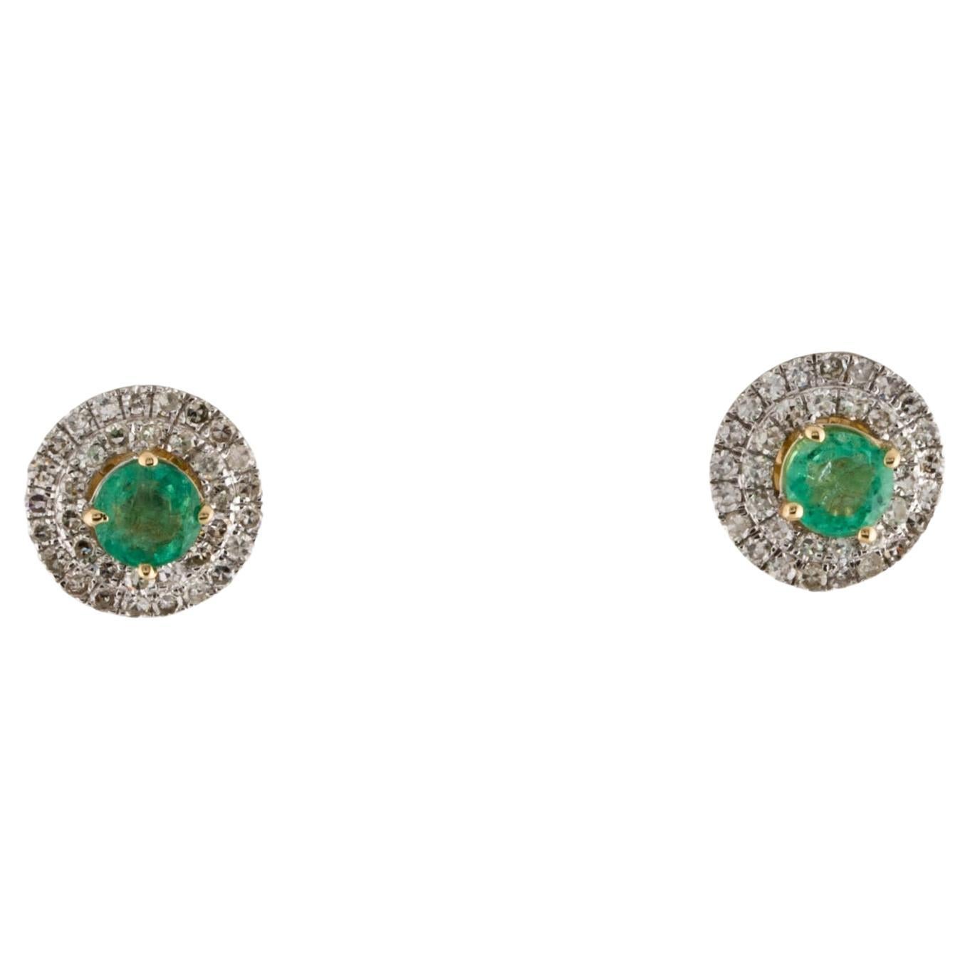 14K Smaragd & Diamant-Ohrstecker - Eleganter Edelsteinschmuck, zeitloses Funkeln