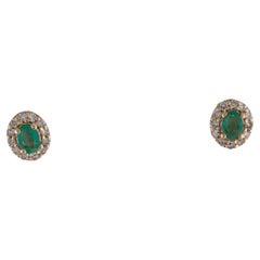 14K Emerald 
Diamond Stud Earrings - Exquisite Gemstone Jewelry, Timeless Style