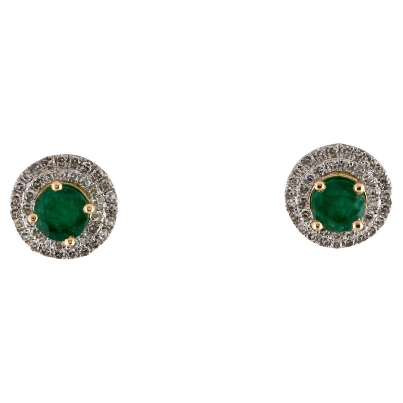 14K Emerald & Diamond Stud Earrings - Luxurious & Timeless Gemstone Jewelry