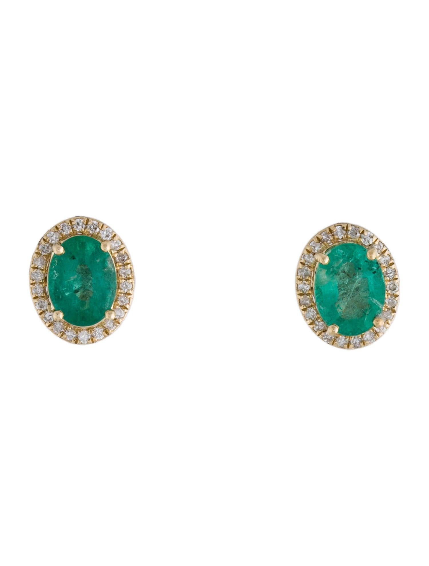 Chic 14K 2.20ctw Emerald & Diamond Studs - Elegant Gemstone Earrings Neuf - En vente à Holtsville, NY