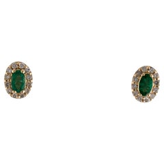 14K Boucles d'oreilles émeraude et diamant - Bijoux en pierres précieuses exquis et Timeless
