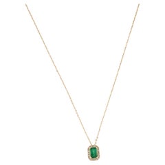 14K Emerald & Diamond Pendant Necklace  Exquisite Jewelry for Classic Elegance