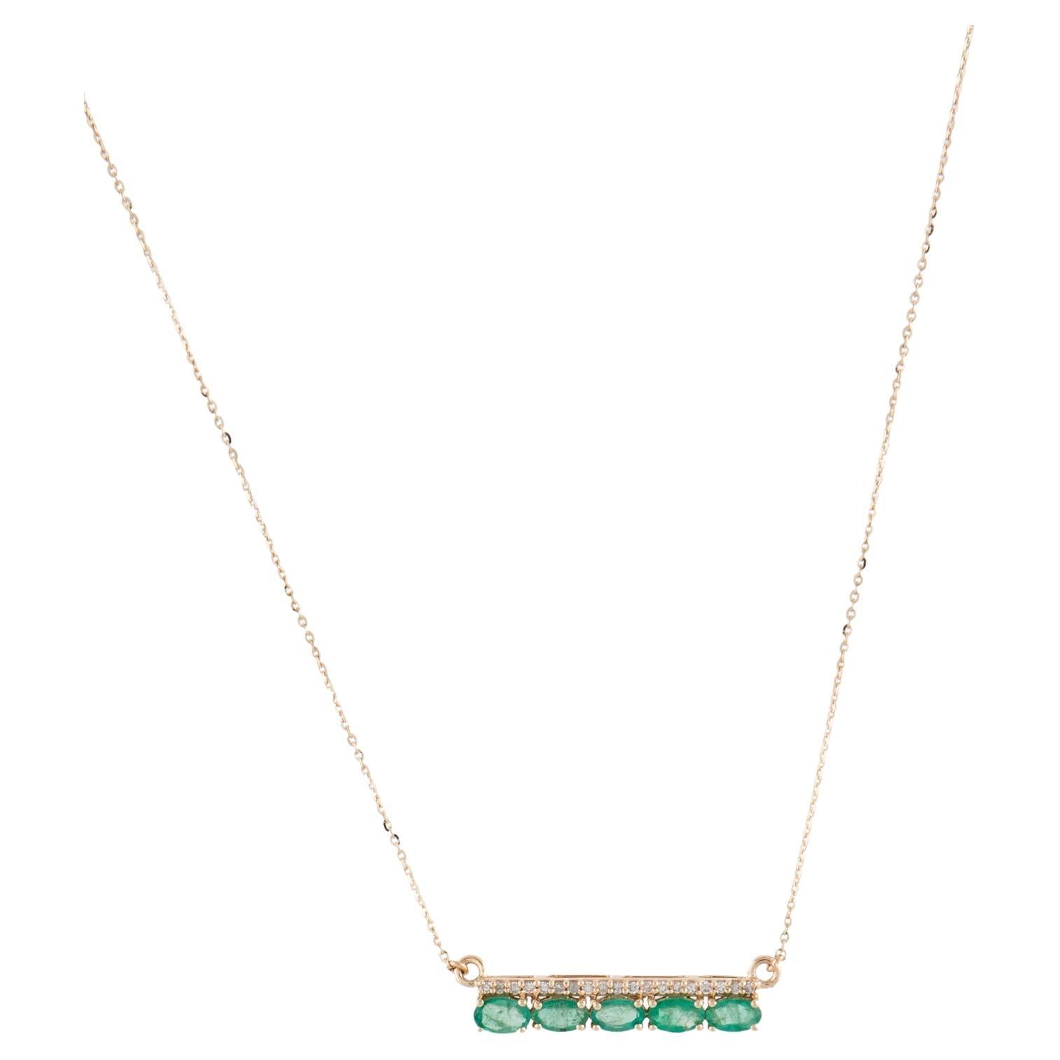 14K 1.07ctw Emerald & Diamond Pendant Necklace: Exquisite Luxury Statement Piece For Sale