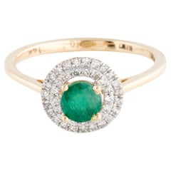 Luxuriöser 14K Smaragd- und Diamant-Cocktailring - Größe 6,25  Eleganter Vintage-Ring