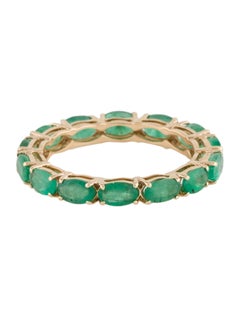 Exquisite 14K Gold 2.66ctw Emerald Eternity Band Ring - Size 7.75 - Luxurious