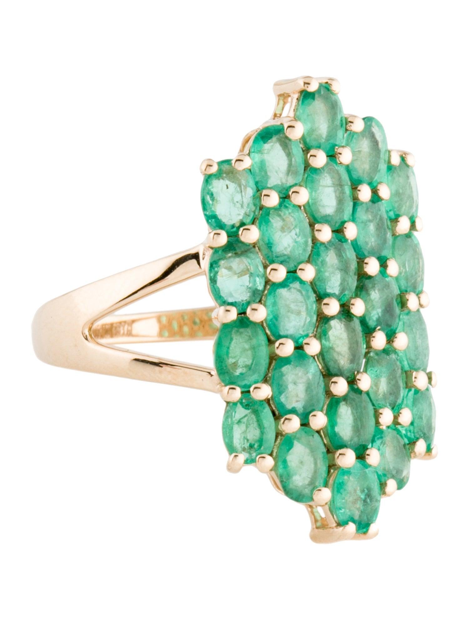 Brilliant Cut Gorgeous 14K Emerald Cocktail Ring - 2.59ctw Gemstones - Size 6.75 Vintage Ring For Sale