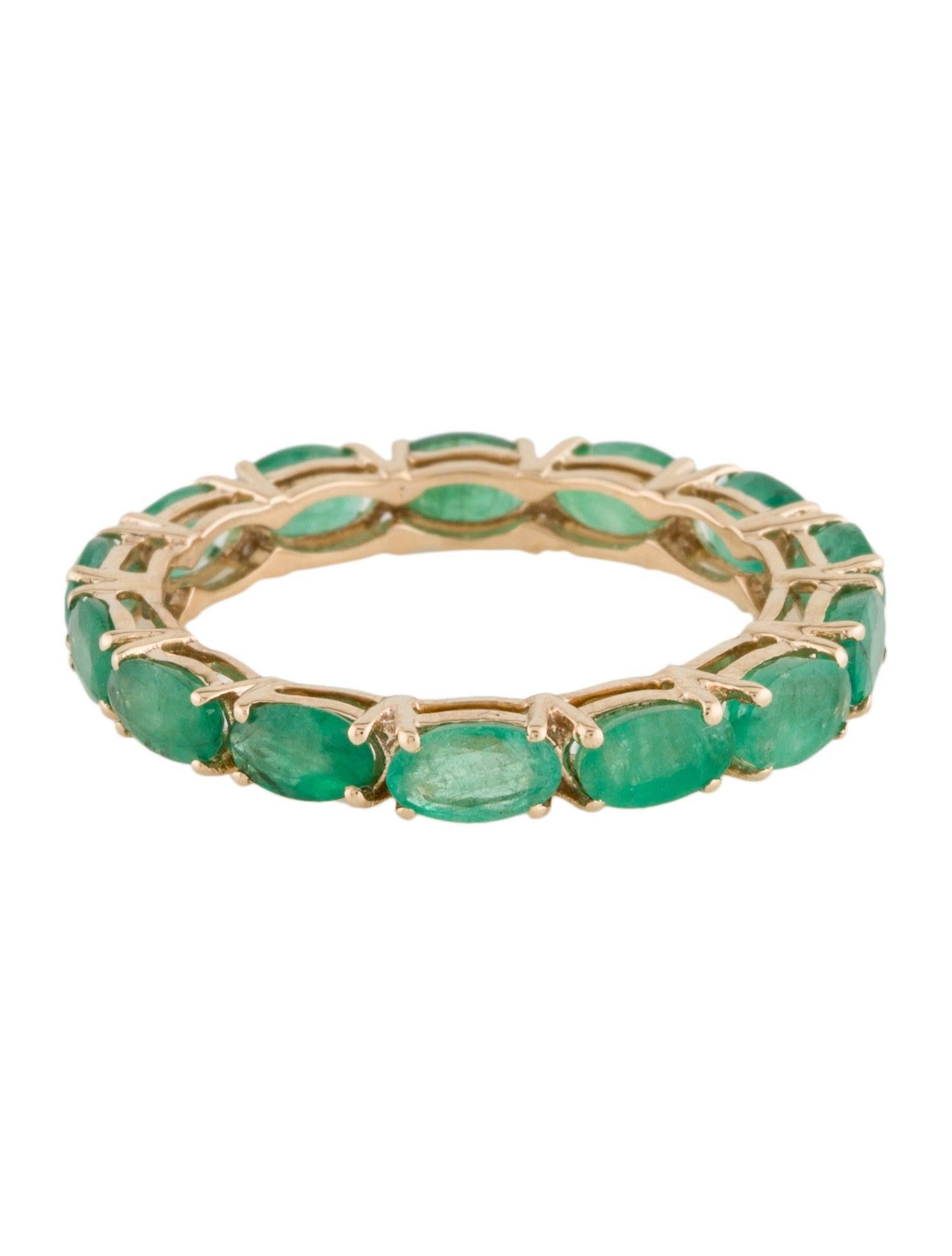 Exquisite 14K Gold 2,66ctw Smaragd Eternity-Ring - Größe 7,75 - Luxuriöser (Brillantschliff) im Angebot