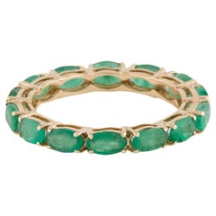 Exquisite 14K Gold 2.66ctw Emerald Eternity Band Ring - Size 7.75 - Luxurious
