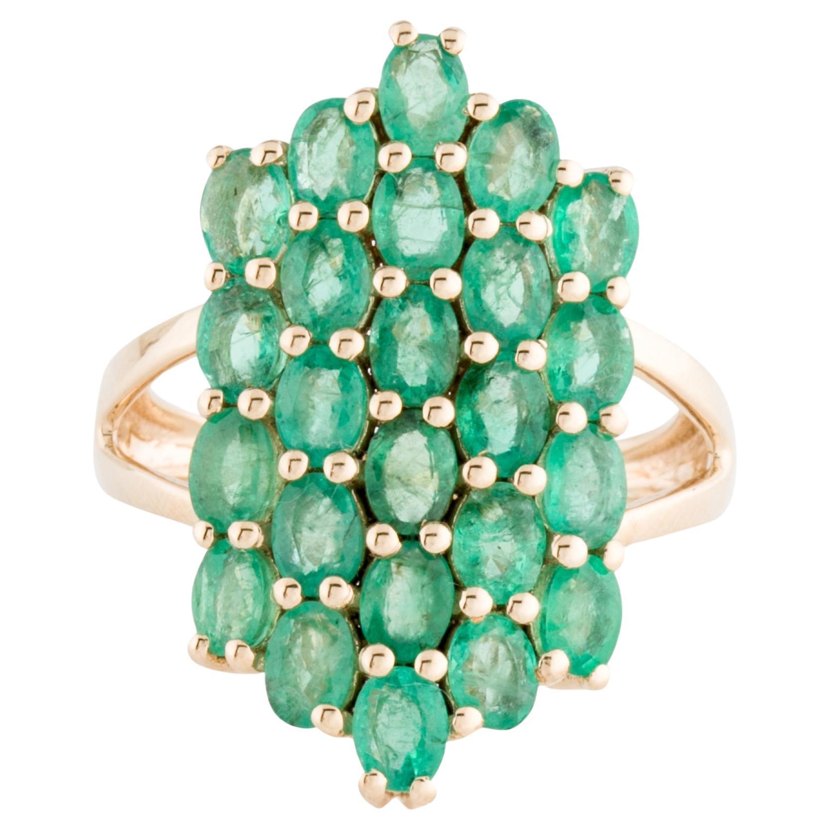 Gorgeous 14K Emerald Cocktail Ring - 2.59ctw Gemstones - Size 6.75 Vintage Ring