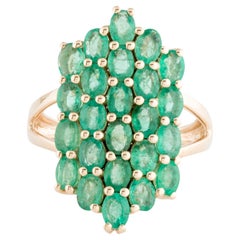 Gorgeous 14K Emerald Cocktail Ring - 2.59ctw Gemstones - Size 6.75 Vintage Ring