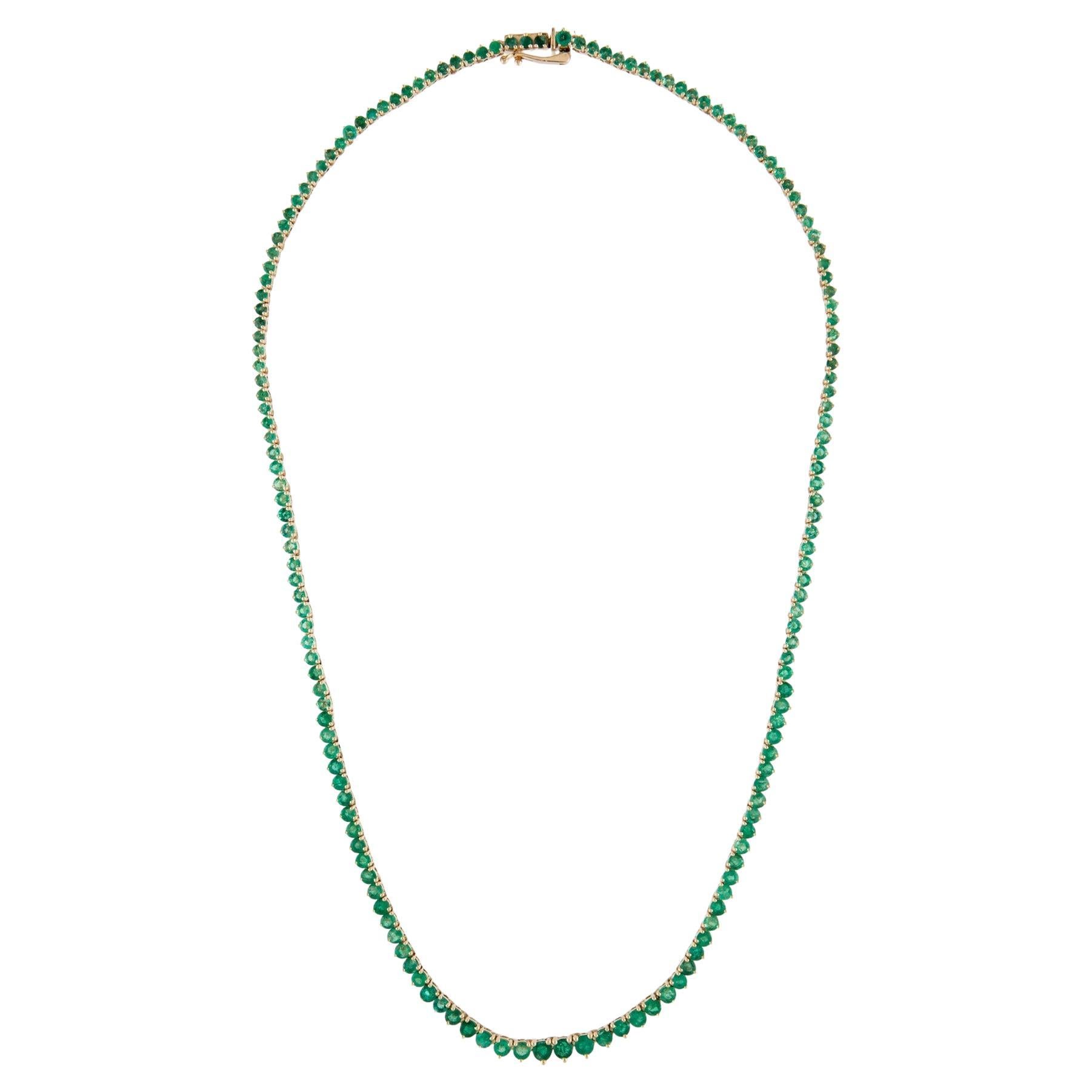 14K Emerald Graduated Necklace: Exquisite Luxury Statement Jewelry Piece For Sale