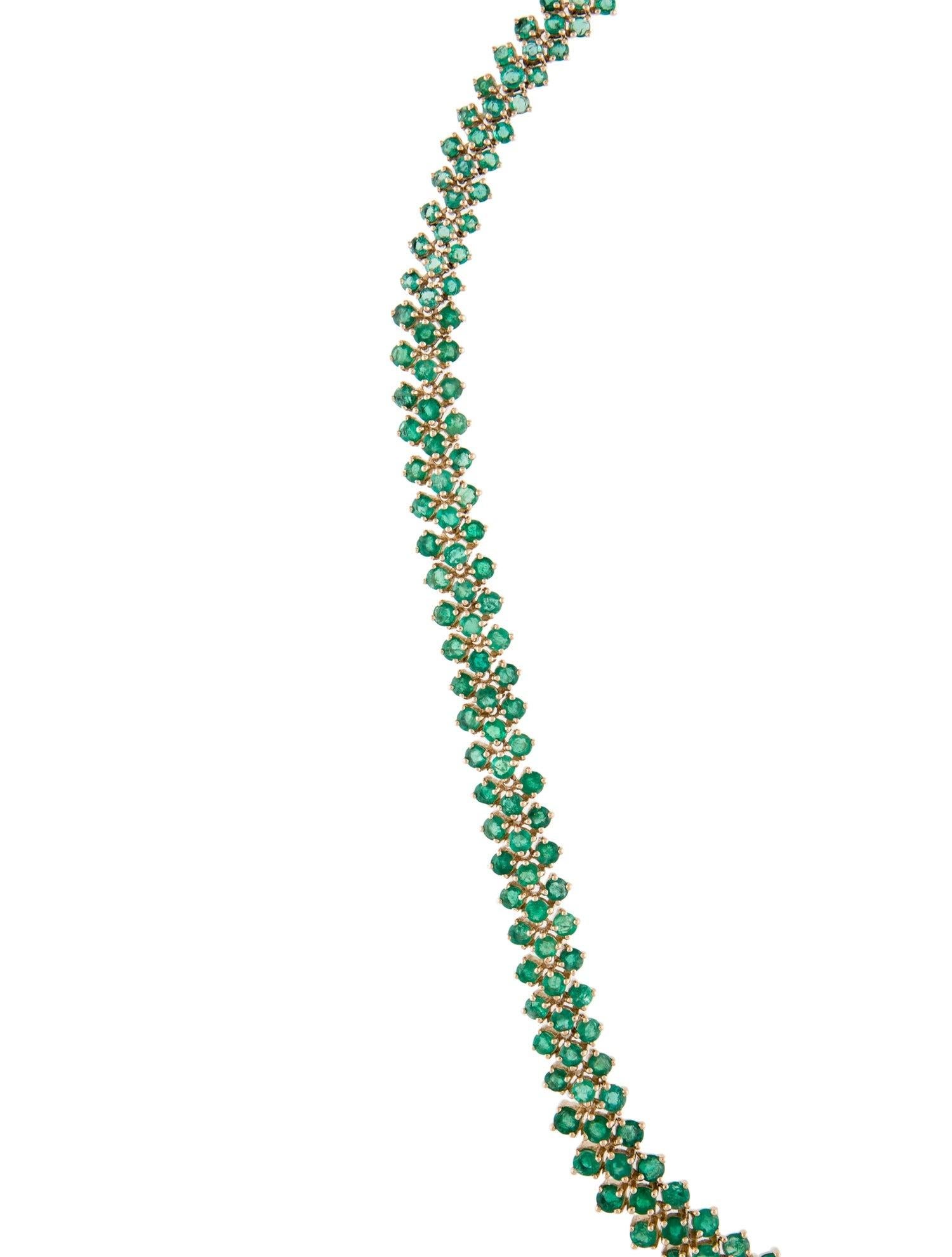 Brilliant Cut 14K Emerald Graduated Collar Necklace: Exquisite Luxury Statement Jewelry Piece For Sale