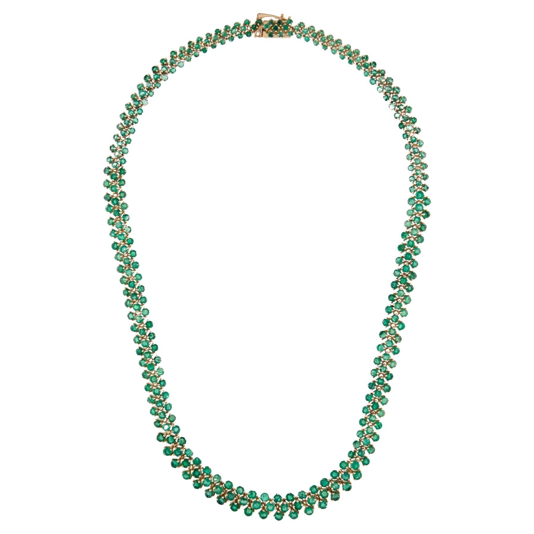 14K Emerald Graduated Collar Necklace: Exquisite Luxury Statement Jewelry Piece For Sale