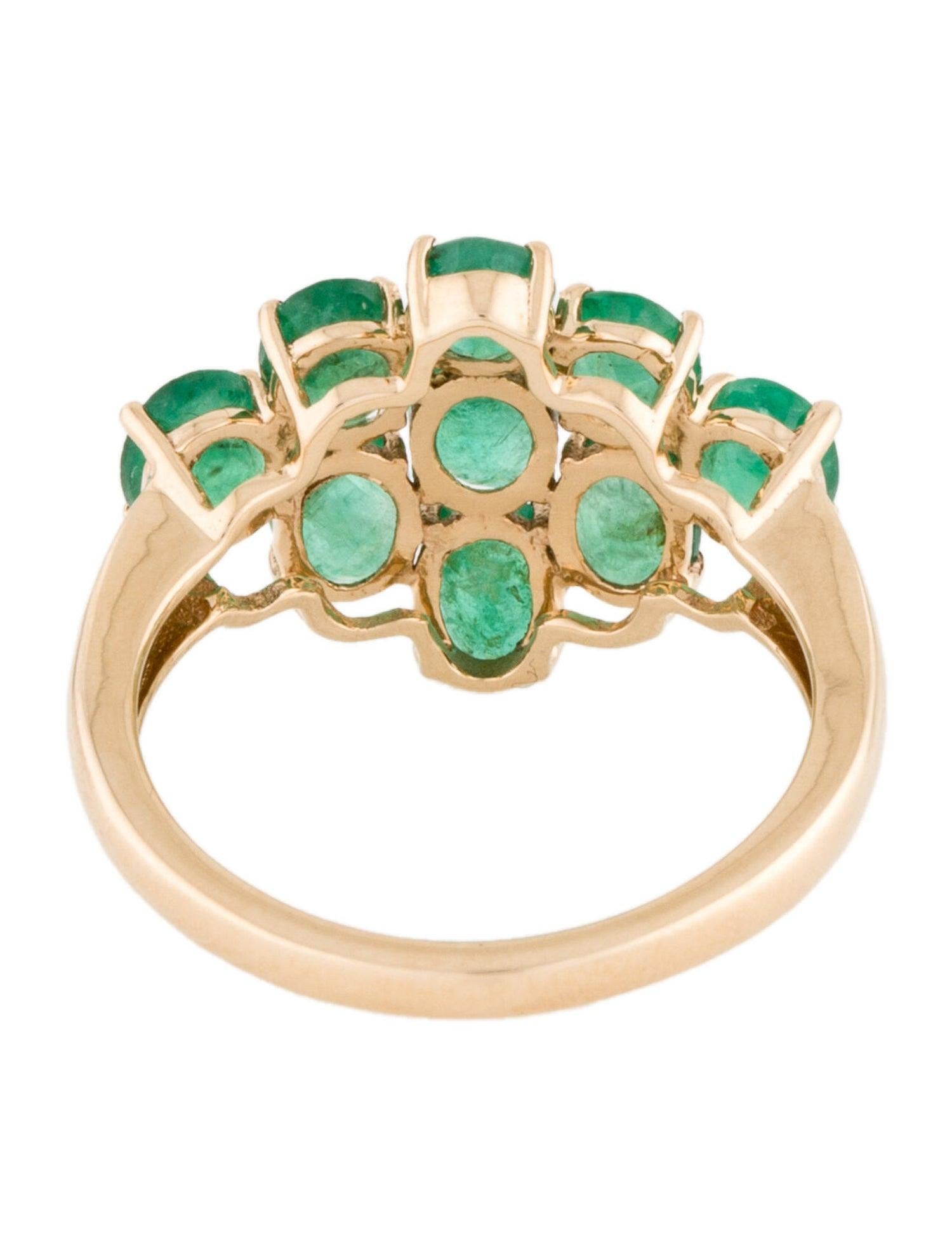 Brilliant Cut 14K Emerald Cocktail Ring Size 6.75 - Elegant Statement Jewelry, Luxury Design For Sale