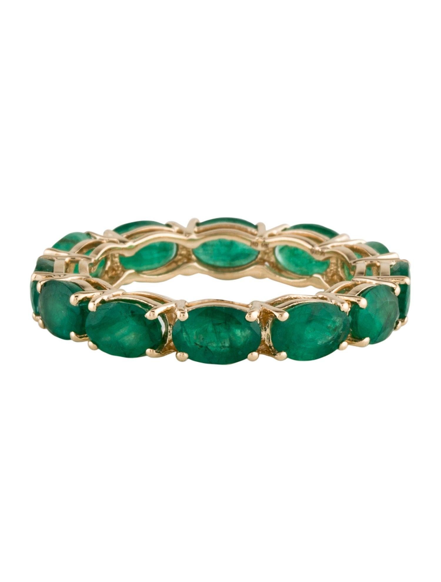 Brilliant Cut Exquisite 14K Gold 3.52ctw Emerald Eternity Band Ring - Size 8 - Luxury Jewelry For Sale