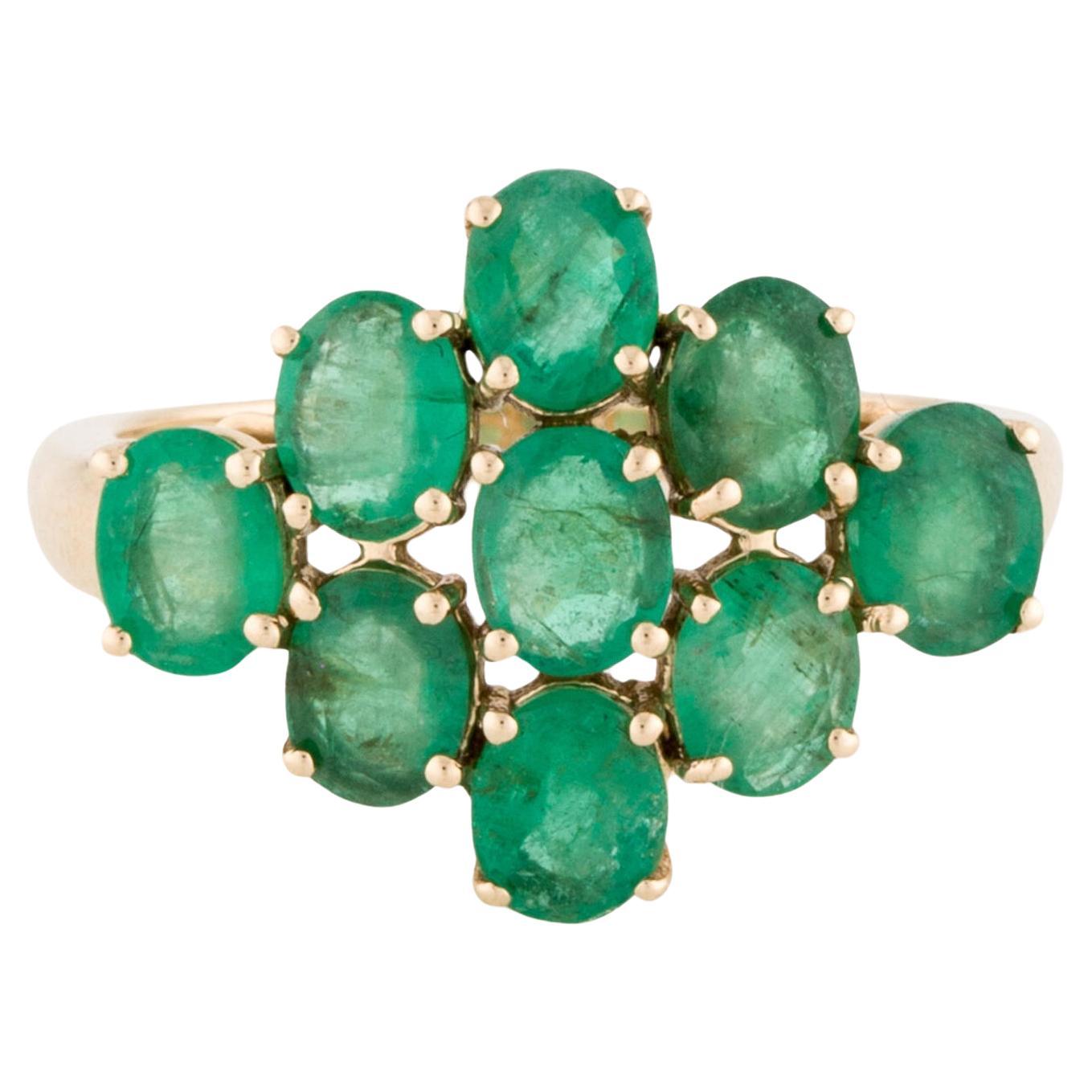 14K Emerald Cocktail Ring Size 6.75 - Elegant Statement Jewelry, Luxury Design