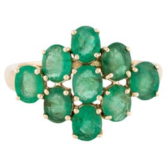 14K Emerald Cocktail Ring Size 6.75 - Elegant Statement Jewelry, Luxury Design