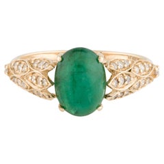 Luxurious 14K Emerald & Diamond Cocktail Ring - 2.90ct Gemstone - Size 8