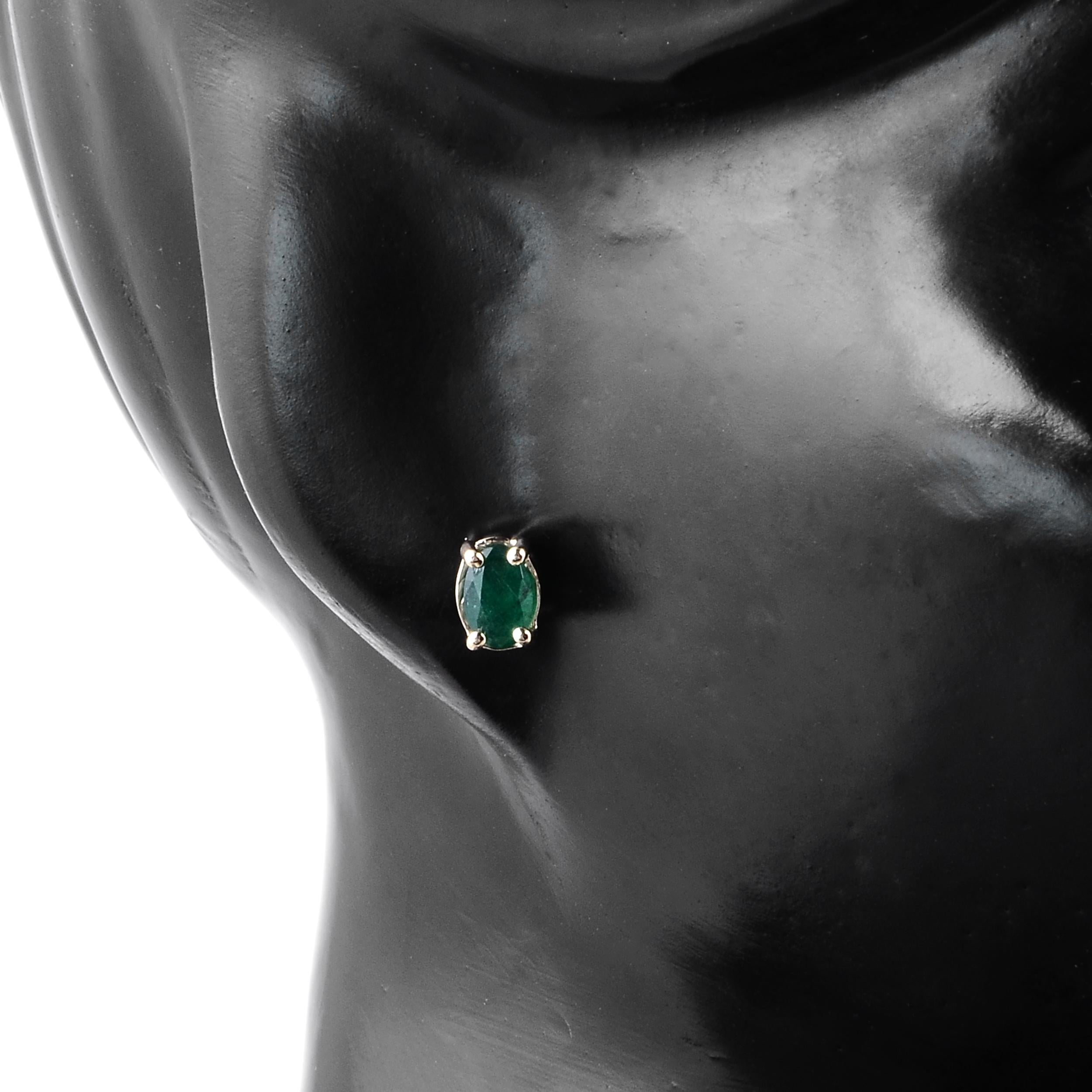 Emerald Cut 14K Emerald Stud Earrings - Timeless Elegance, Natural Beauty, Classic Design For Sale