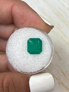 Forest Green 4.34 Carat Asscher Cut Muzo Colombian Emerald Gem - May Birthstone