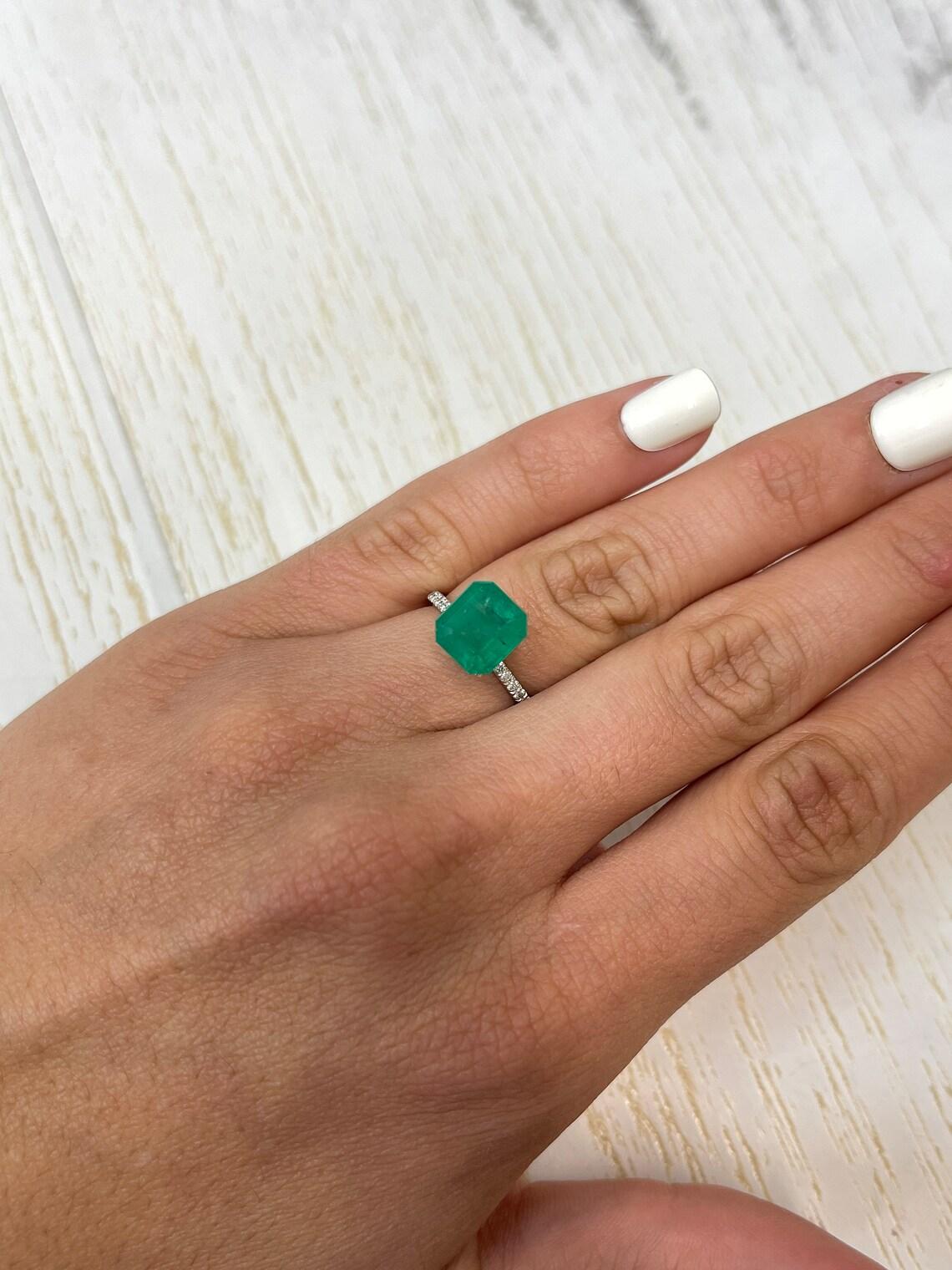 Waldgrün 4,34 Karat Asscher-Schliff Muzo kolumbianischen Smaragd Edelstein - Mai Birthstone im Angebot 1