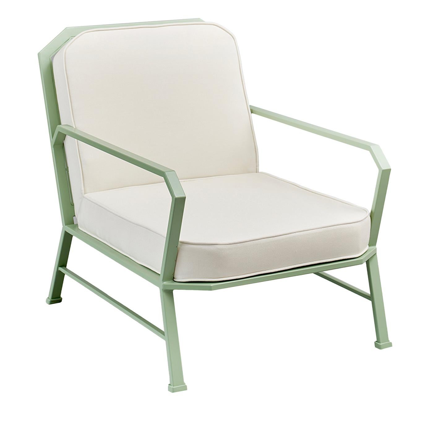 Forest Green and White Outdoor Armchair by Officina Ciani in Stainless Steel In New Condition For Sale In Milan, IT