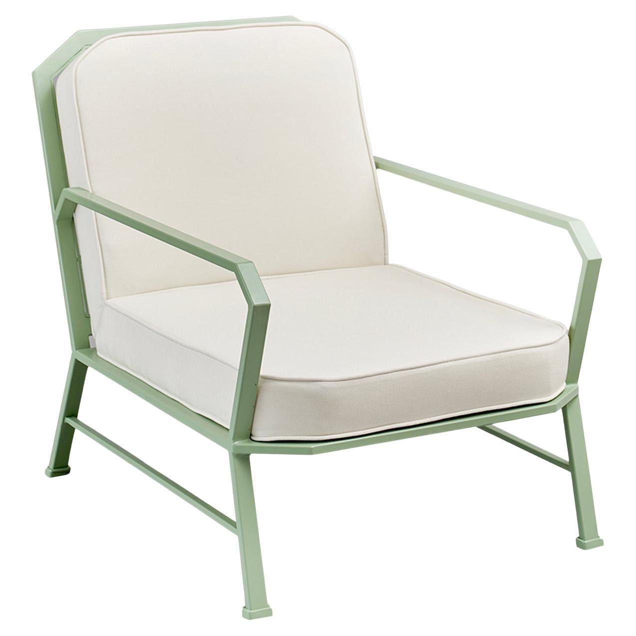 Forest Green and White Outdoor Armchair by Officina Ciani in Stainless Steel