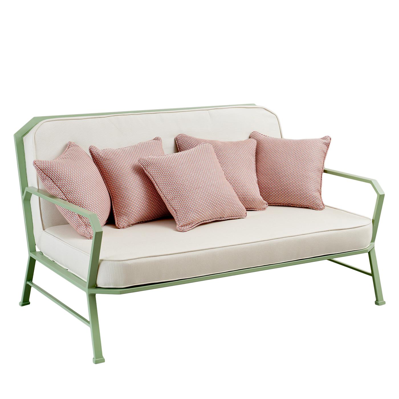 Forest Green and White Outdoor Sofa by Officina Ciani in Stainless Steel In New Condition For Sale In Milan, IT