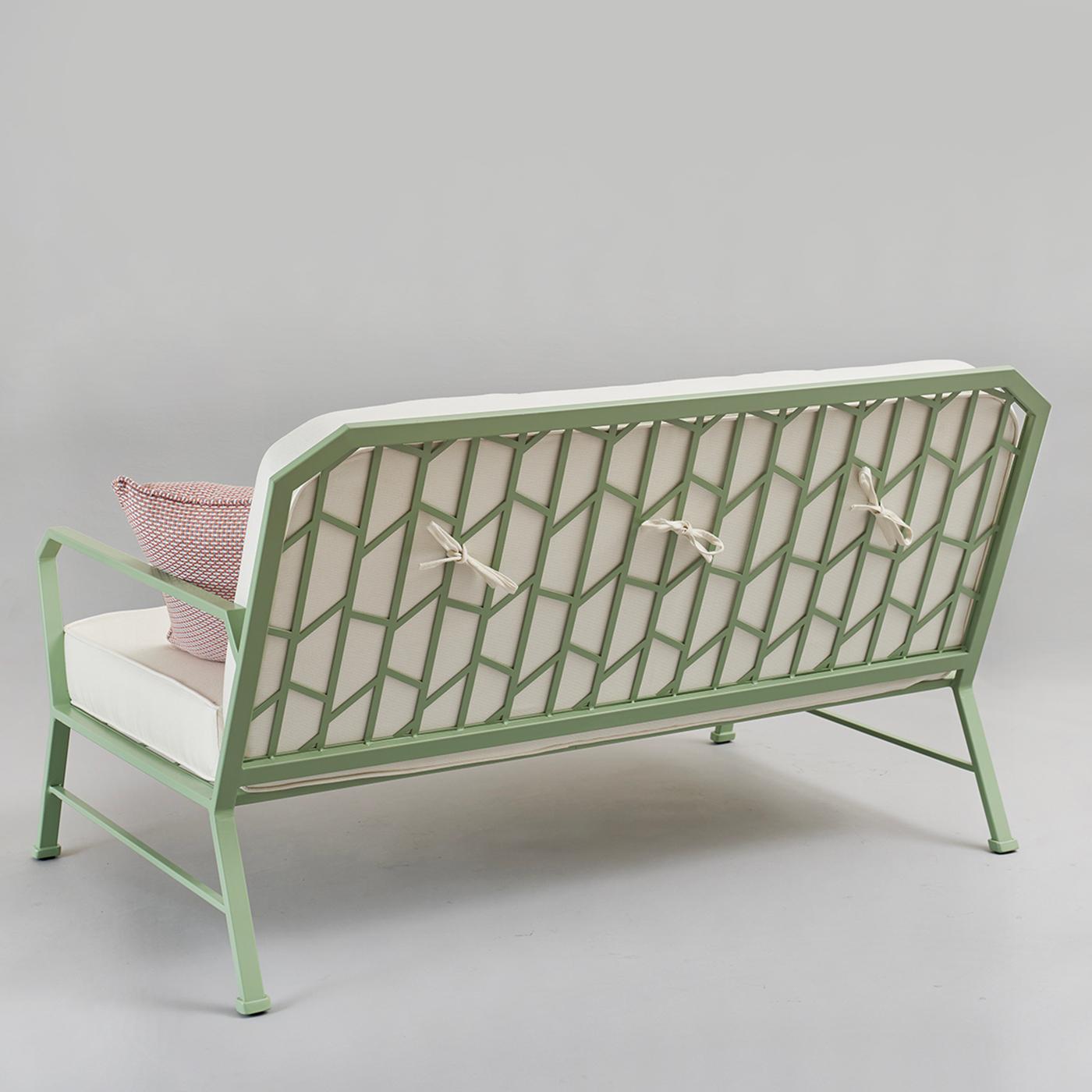 Contemporary Forest Green and White Outdoor Sofa by Officina Ciani in Stainless Steel For Sale