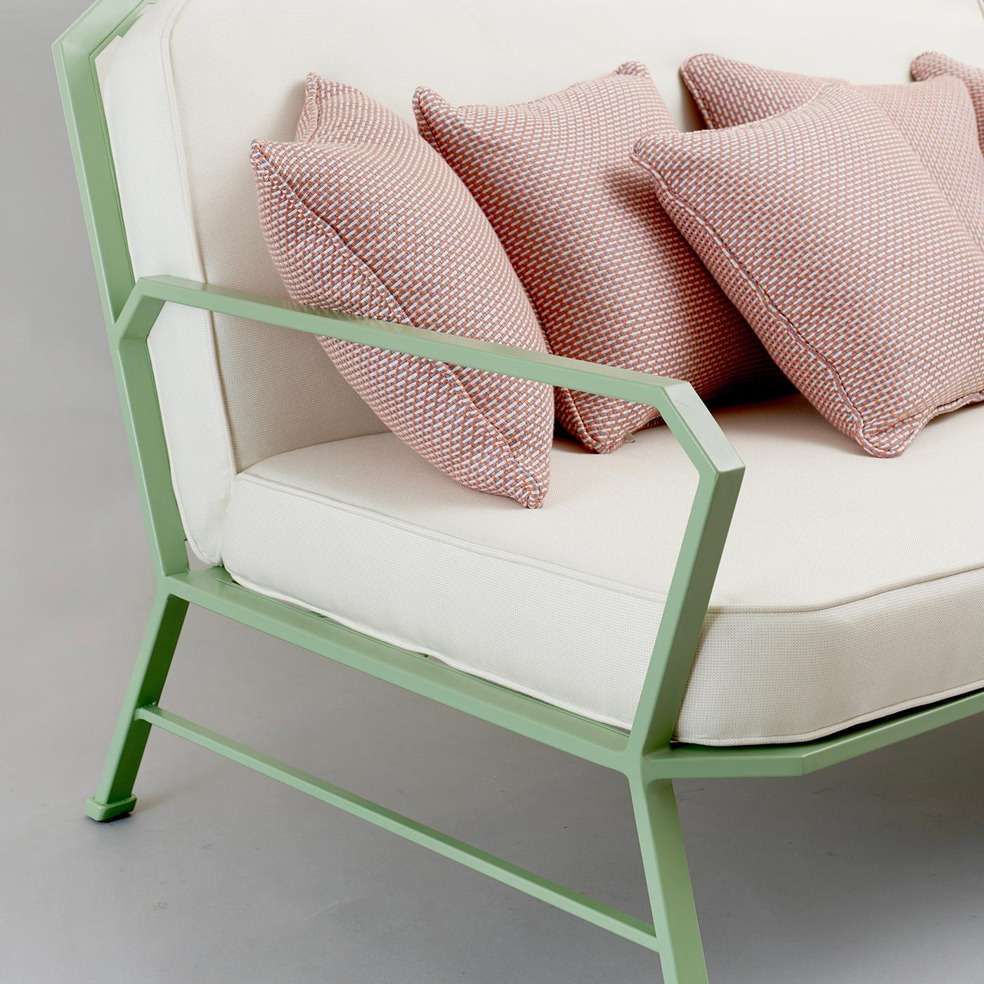 Forest Green and White Outdoor Sofa by Officina Ciani in Stainless Steel For Sale 1